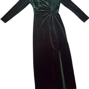 Vtg Green Velvet Dress Robbie Bee Sz 10 MaxiHTF RN109881 USA Slimming GownV Neck